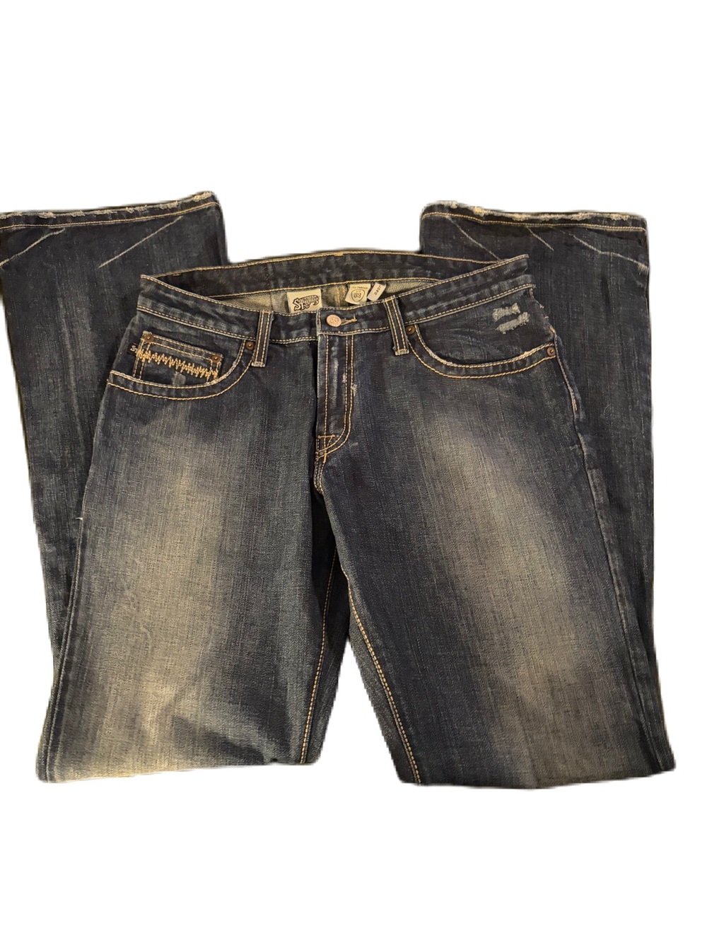 Southern Thread Women’s Distressed Jeans Dark Wash Western Y2K